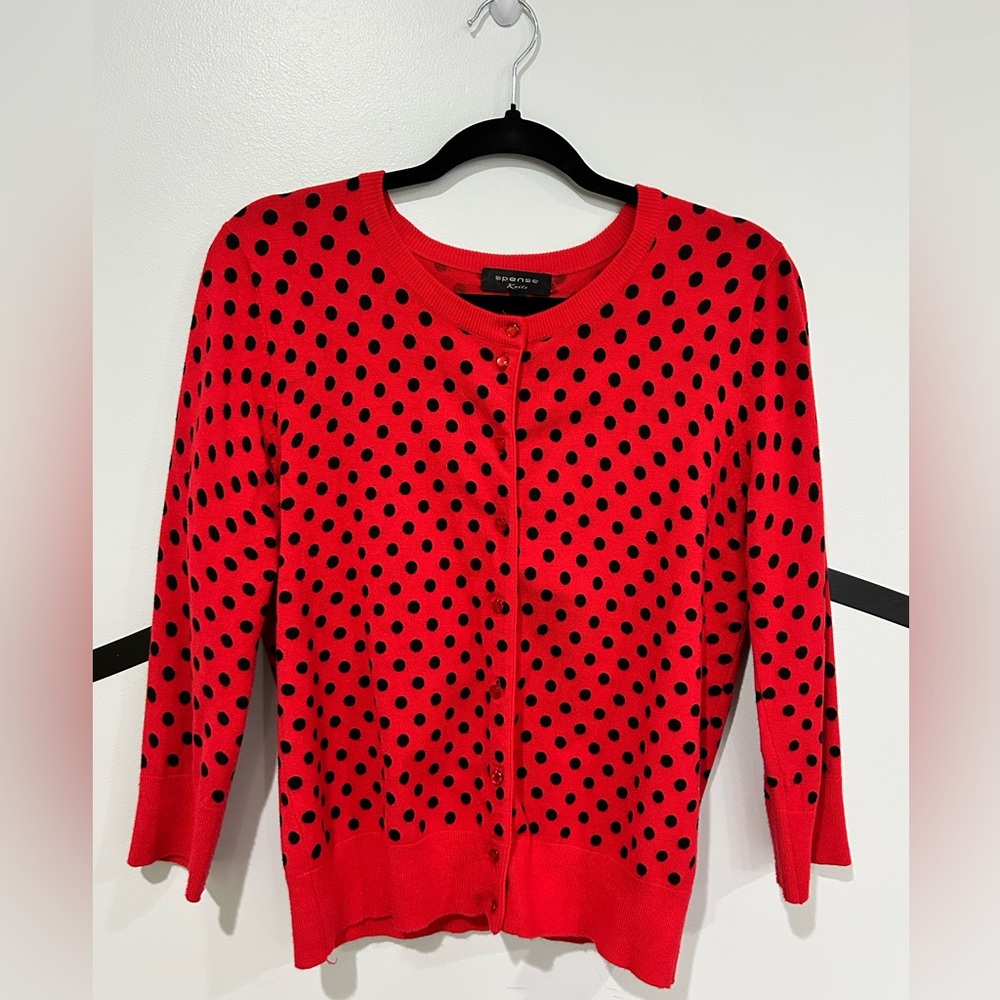M Red black Polka Dot cardigan
